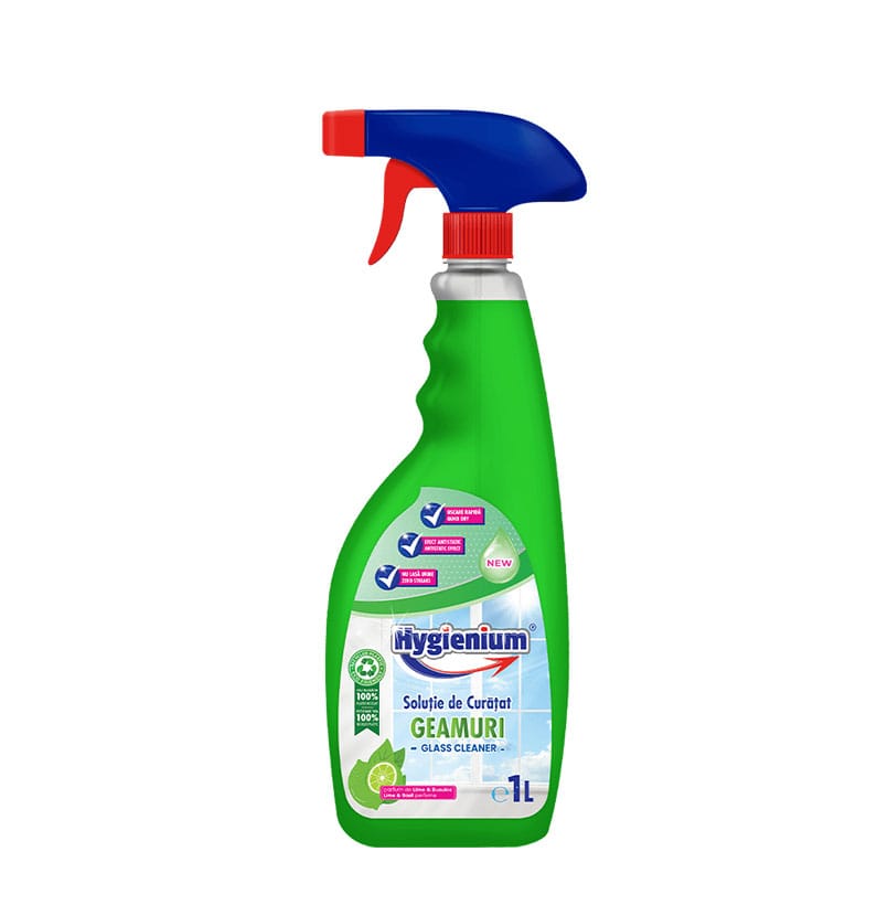 Soluție de Curățat Geamuri cu Parfum de Lamaie 1L. Hygienium