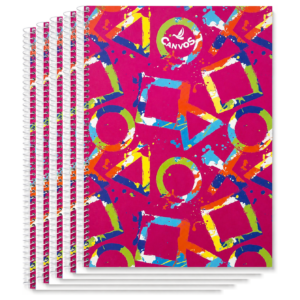 Set caiete A4 de romana CANVOS, 80 file, hartie 55–60 g/mp, spiralat, coperta colorata roz